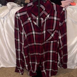 Torrid Burgundy Plaid Long Sleeve Shirt